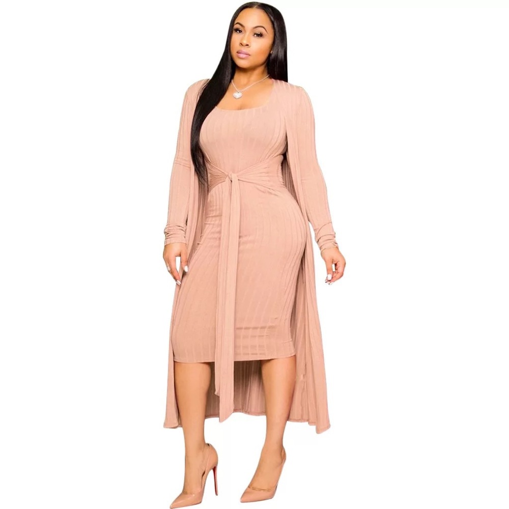2pc long Cardigan Dress